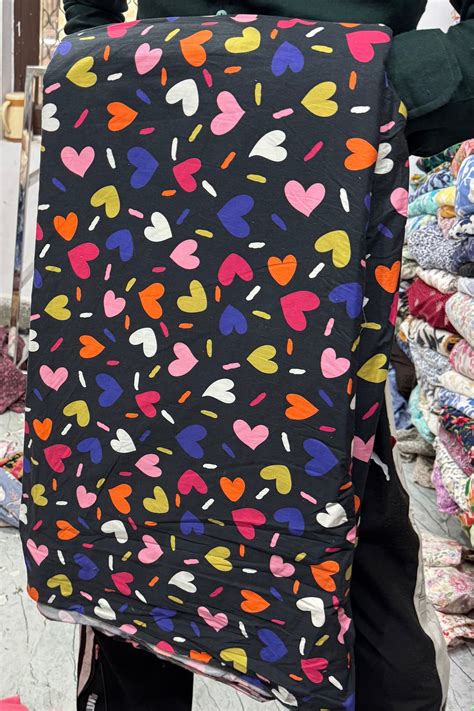 Buy Cotton Poplin Multi Colour Heart Printed Fabric – Surplus Fabrics