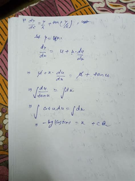 The solution of differential equation sin 2 x ( d y/d x ) - y = tan x is