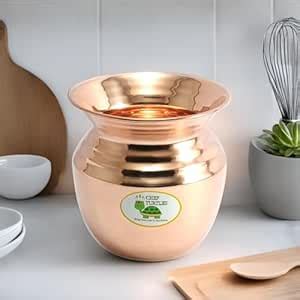 CHEF TURTLES® Pure Copper Pooja Kalash/Lota, Tamba Pooja Patra- Round ...