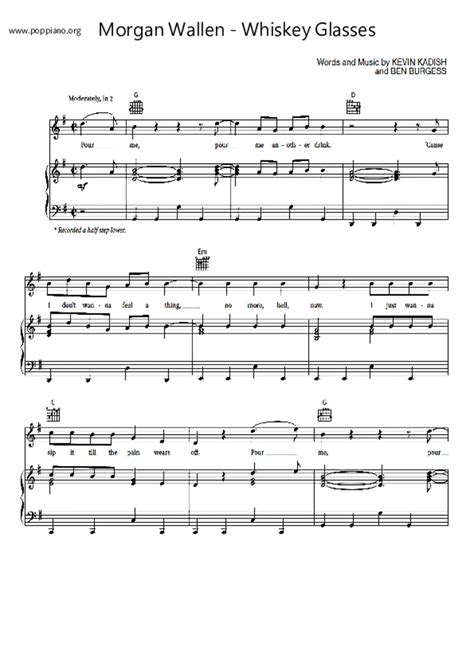 Morgan Wallen-Whiskey Glasses 琴譜pdf-POPPIANO.ORG琴譜下載 ★