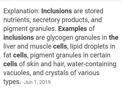 give two examples are cell inclusions - Brainly.in