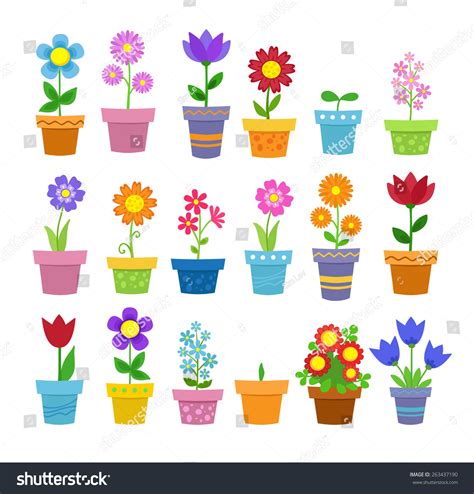 Flowers Pots Clip Art Stock Vector (Royalty Free) 263437190 | Shutterstock