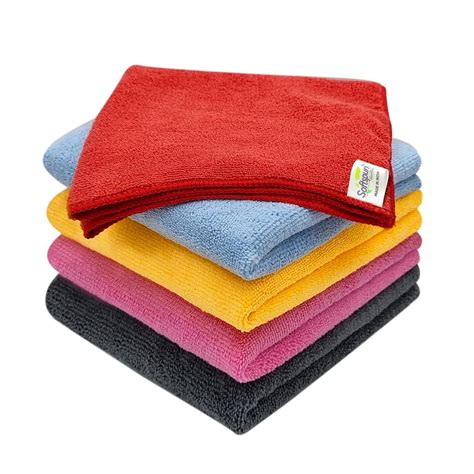 SOFTSPUN Microfiber Cloth 5pcs 40x40cms 340 GSM Multi-Color! Thick Lint ...