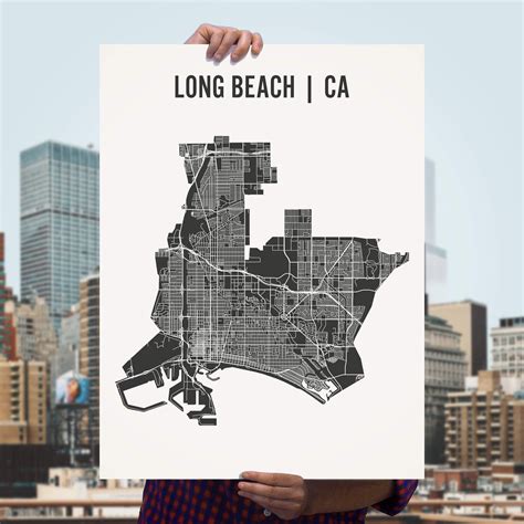 Long beach map art print 12 x 16 midnight – Artofit