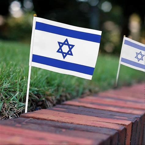 Israel Mini Flag, Bandera De Israeli Jewish Stick Flags, Hand Held Small Israel Flag With White ...