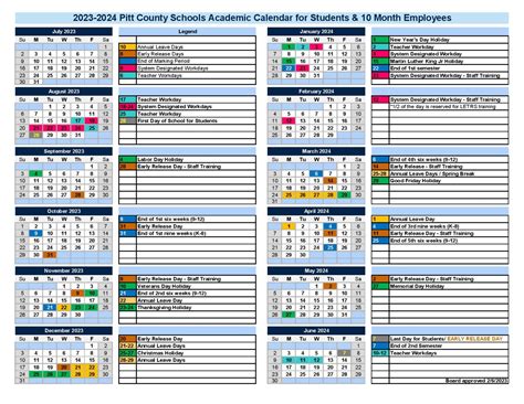 Pitt County Schools Calendar Holidays 2023-2024