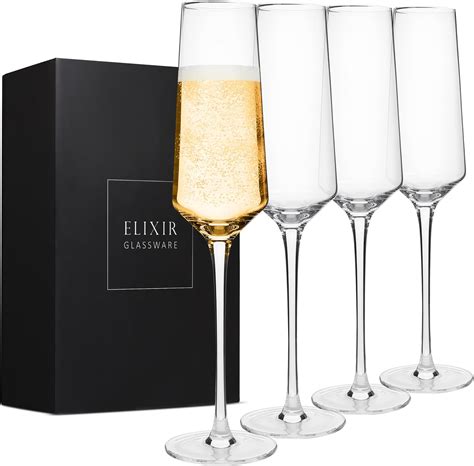 Amazon.com | BACLIFE Crystal Champagne Flutes Set of 6 - Hand Blown ...