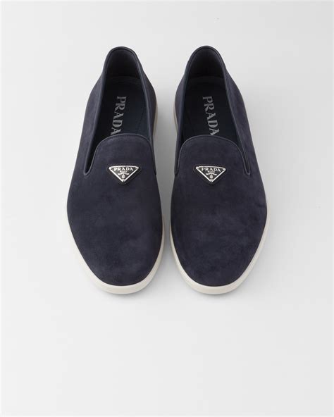 Navy Suede Calf Leather Slip-ons | PRADA