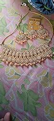 Buy SAIYONI Wedding Collection Kundan Stone Choker Necklace Earring ...
