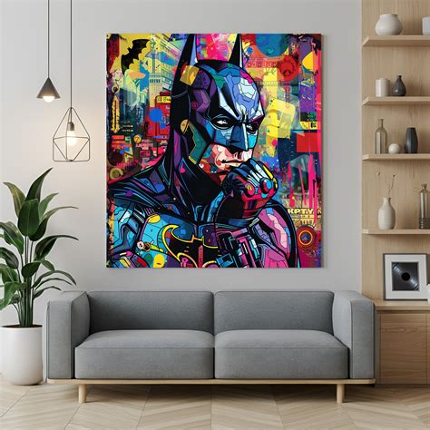 Batman Colorful Canvas Wall Art – Vibrant Superhero Modern Decor ...