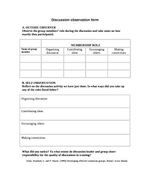 Discussion observation Doc Template | pdfFiller