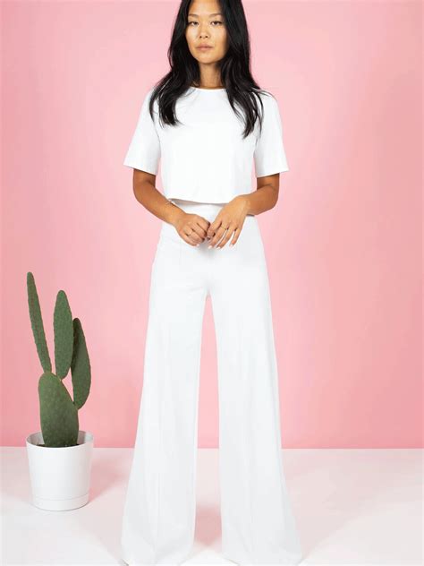 Off-white Ponte Knit Wide Leg Pant - Editorialist