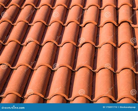 Closeup of the Red Clay Roof Tiles. Shingles Stock Photo - Image of ...