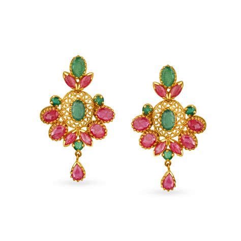 Enigmatic Emerald and Ruby Drop Earrings