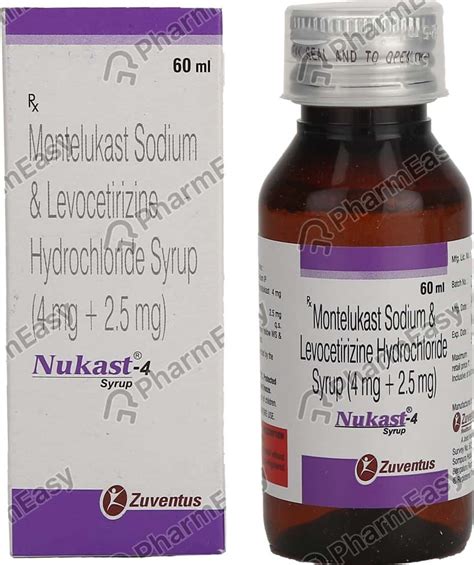 Nukast 4mg Syrup 60ml: Uses, Side Effects, Price & Dosage | PharmEasy