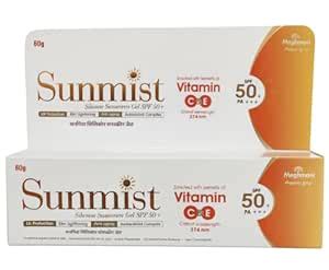 Sunmist Silicone Sunscreen Gel, SPF 50+ PA+++, (60gm) With Vitamin C-E ...