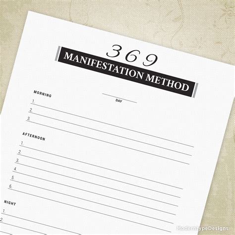 369 Manifestation Method Printable