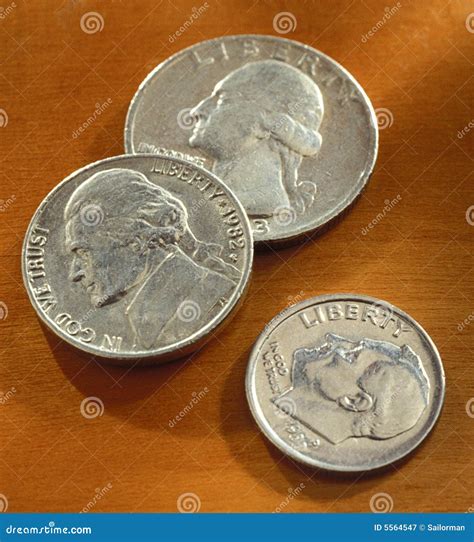 American Quarter, Nickel, and Dime Stock Image - Image of nickel ...