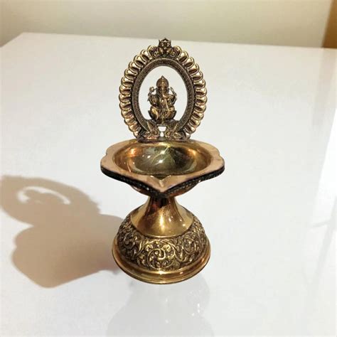 Traditional Superfine Brass Ganesh Deepam| Pooja Oil Lamp for Home & T ...