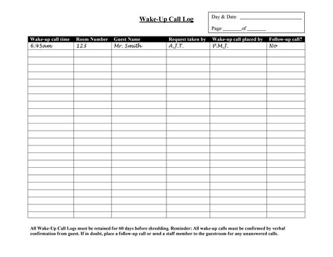 Employee Call Out Log Template