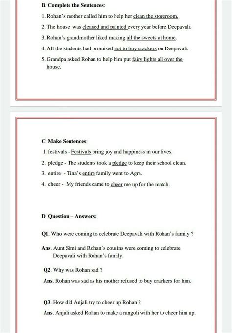 B Answer these questions.1. What was Rohan doing when his mother called ...