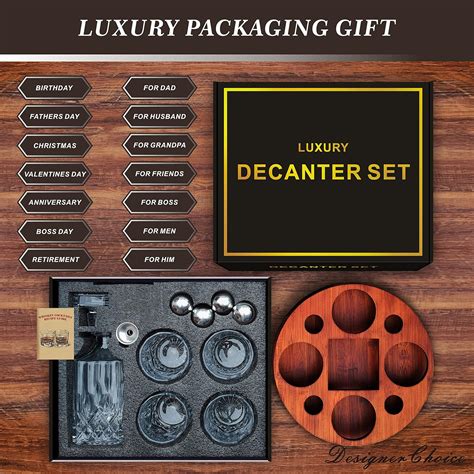 Buy Bamboo Tray Whiskey Decanter Set with Glasses 4 ChillBall,Whiskey ...