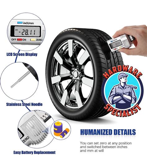 Hardware Specialist Digital Tyre Thread Depth Gauge (mm/Inch) Tire ...