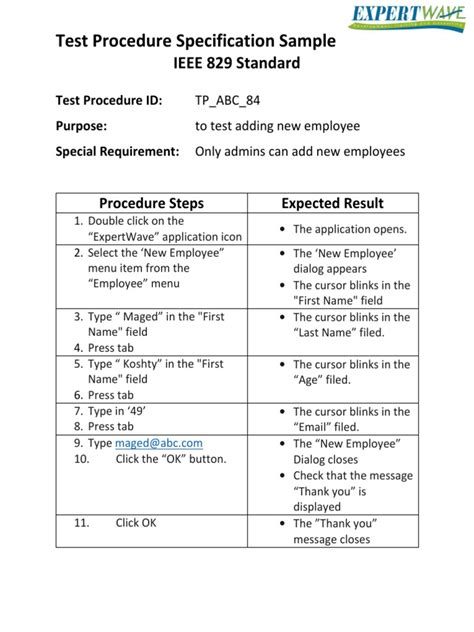 Sample Test Procedure 的图像结果