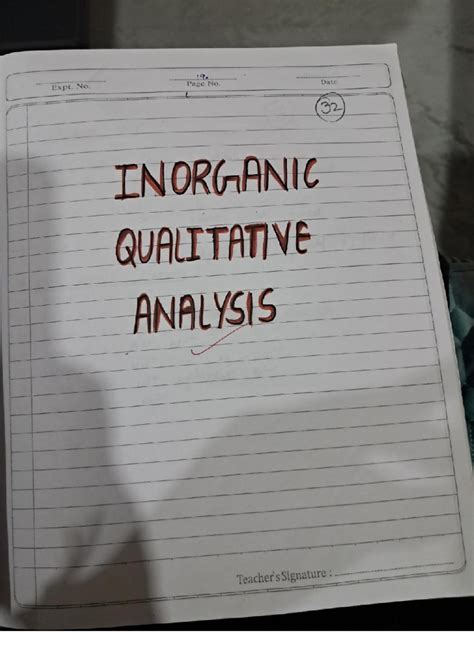 Practical Chemistry-pages - 19. Expt. No. Page No. Date 32 INORGANIC ...