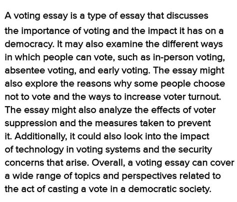 Essay on nothing like voting i vote for sure - Brainly.in