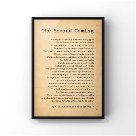 The Second Coming Poem by WB Yeats Print Gift | Poetry About Birth Myth ...