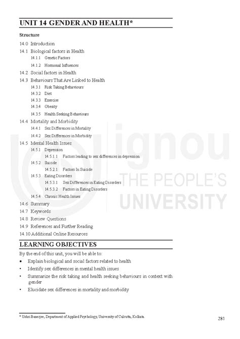 Unit-14 - Unit 14 - Gender and Health UNIT 14 GENDER AND HEALTH ...