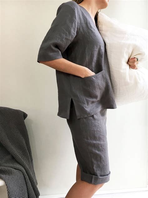 Womens pajamas linen sleepwear linen pajama set pyjama