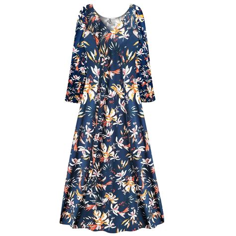 Medium Extra Tall Womens Dress Midnight Blue Magnolia Long Sleeve High ...