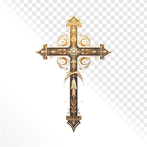 Premium PSD | Religious art cross on a transparent background