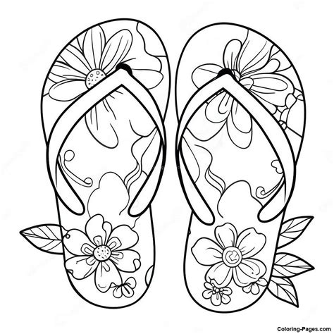 Flip Flop Coloring Sheet With Flowers