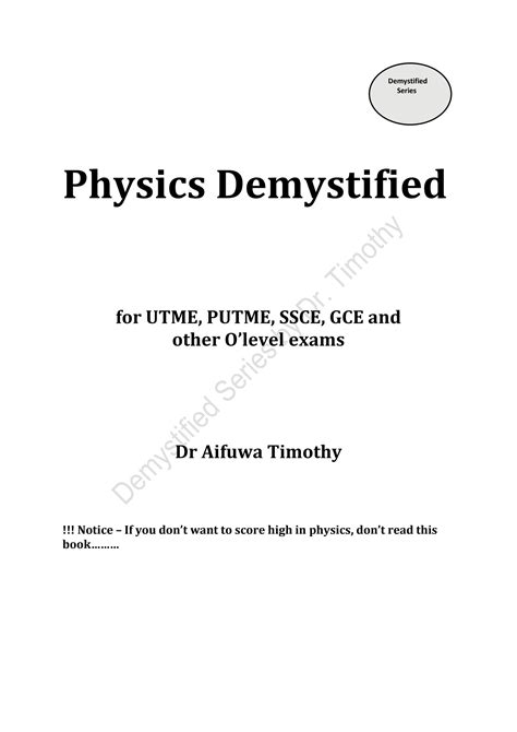 SOLUTION: Physics demystified soft copy by dr timothy - Studypool