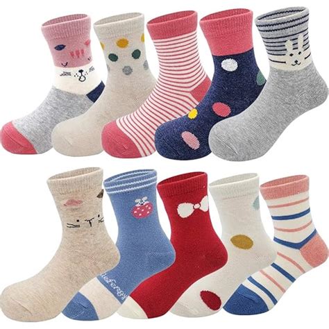 Buy Toddler Kids Little Girls Cute Cotton Crew Socks 10 Pack (Dot, 3 ...