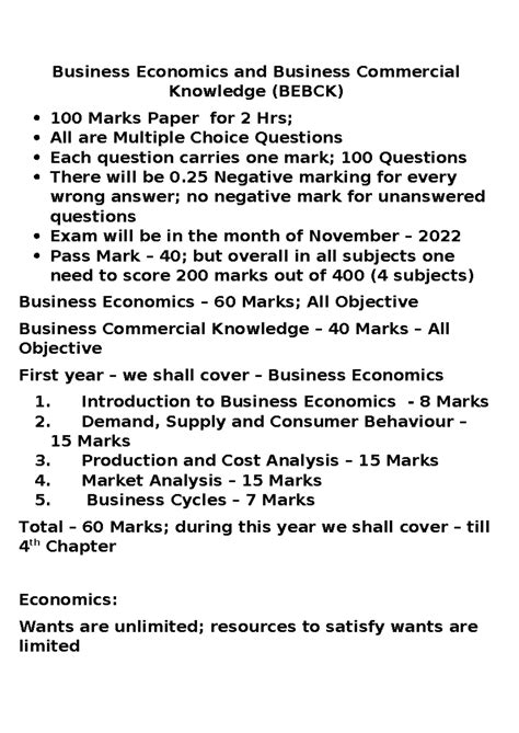 Class Notes - BE - Quick Revision - Business Economics and Business ...