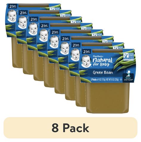 (8 pack) Gerber Stage 2 Baby Food, Green Beans Puree Tubs, Baby Puree ...