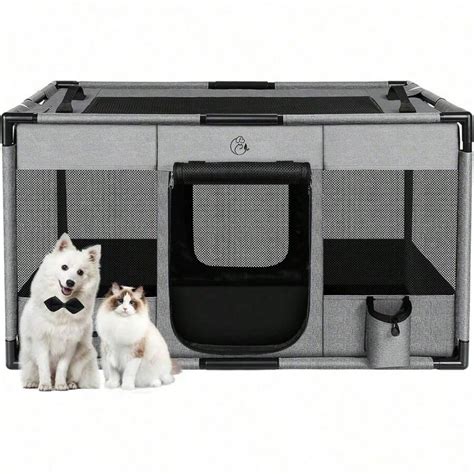 Portable Dog Playpen, Fabric Dog Enclosure, Soft Portable Dog Kennel ...