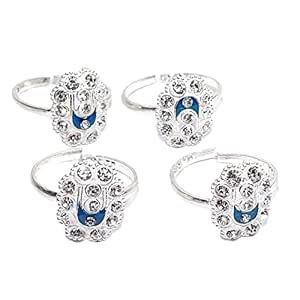 Sahiba Gems White CZ Silver Toe Rings for Women Set of 4 pcs Free Size ...