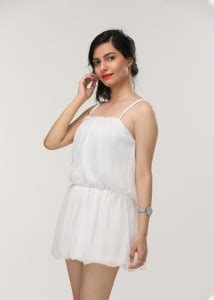 BrandSon Women Ruffled White Mini/Short Dress - Buy BrandSon Women ...