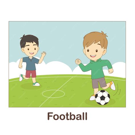Woordenschat Flash Card voor kinderen. Voetbal naar met afbeelding van ...