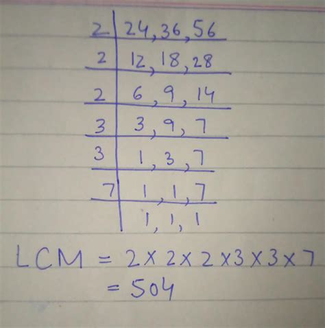 The LCM of 24 ,36 ,56 using prime factorisation - Brainly.in