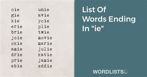 List Of Words Ending In "ie"