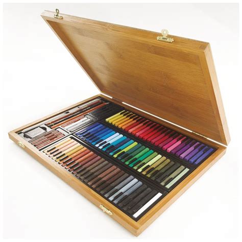 Conte a' Paris Coloured Carre Crayons & Accessories Bamboo Box - Set of ...