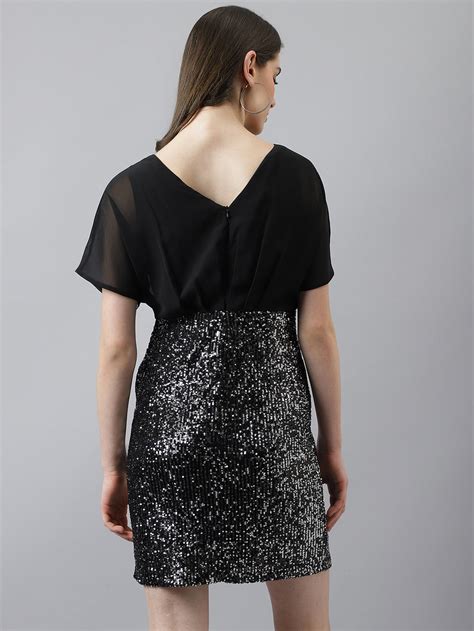 Black Sequin Sheath Dress