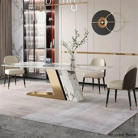 Dorothy 70.9" Modern Dining Set with Sintered Stone Table Top and 6 Sl