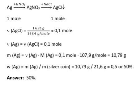 21.6g of silver coins is dissolved in hno3.when nacl is added to this ...